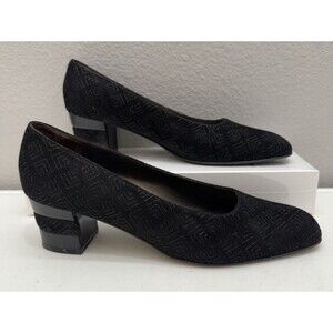 Salvatore Ferragamo Pumps Low Heel Size 9 AA Black Suede Shoes